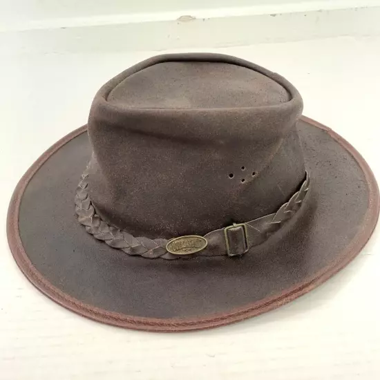 Overlander Outback Brown Leather Cowboy Hat Made in Australia Branded Men’s XL