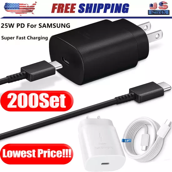 25w Type USB-C Fast Wall Charger+6FT Cable For Samsung Galaxy S20 S21 5G lot US