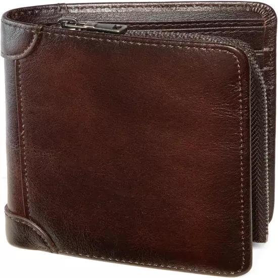 Wallet for Men-Genuine Leather RFID Blocking Bifold Stylish Wallet with 2 ID Win