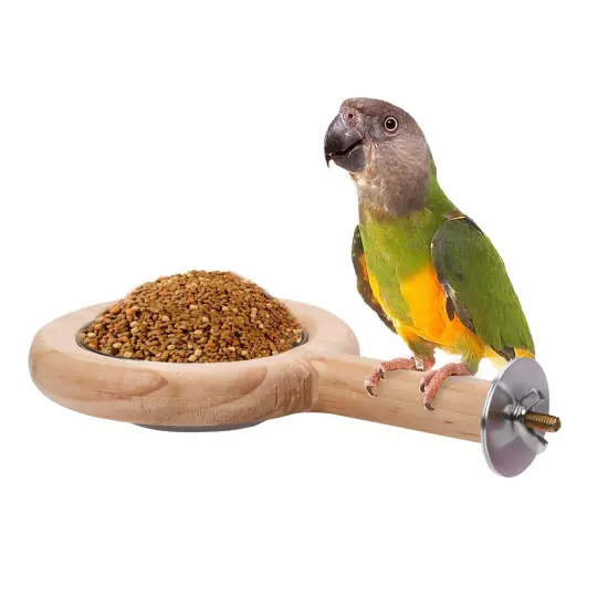 Bird Perch with Bird Feeding Cup, Parrot Wood Perch Tree Bird Perch Stand, So...