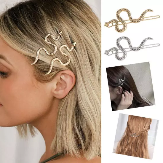 Silvery Snake Hairpin for Woman Gold/Silver Color Metal Snake Hair M4M4 ξ{