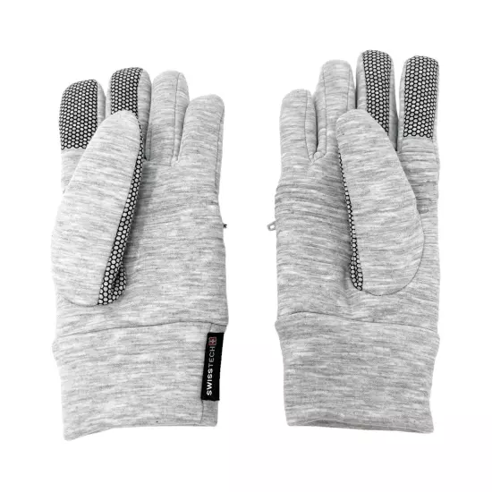 Swiss Tech Women's Fleece Touch Gloves Size S/M Gray Zip Pocket 3M Thinsulate