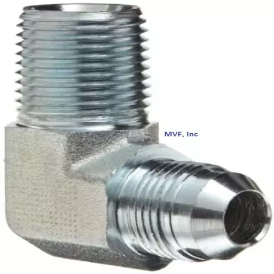 Hydraulic 37° Flare to 90° Pipe Adapter 3/4 Male JIC x 3/4" Male NPT 2501-12-12