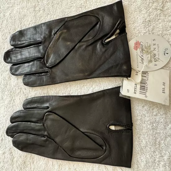 Etienne Aigner Black Leather Gloves Cashmere Lining Sz Medium 