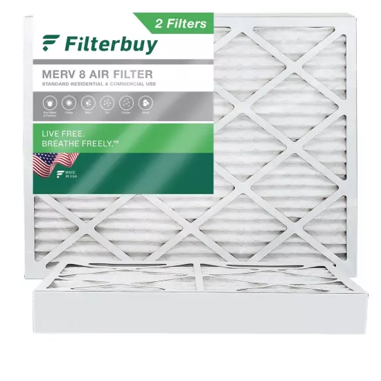 Filterbuy 20x24x4 Pleated Air Filters, Replacement for HVAC AC Furnace (MERV 8)