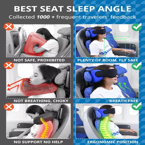 Travel Pillows for Airplanes, Airplane Pillow for Long Flight, Airplane Head Str