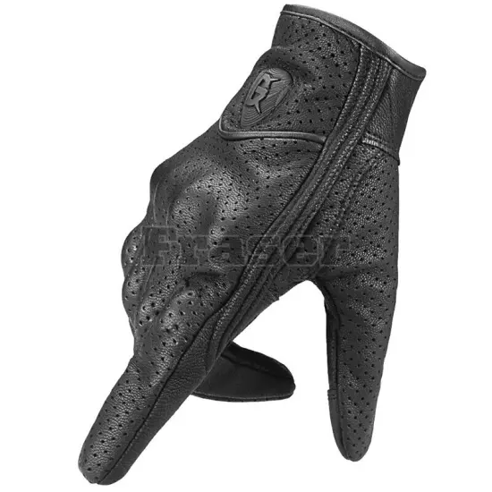 Motorcycle Gloves Retro Perforate Leather Motorcycle Waterproof Touch Screen AU