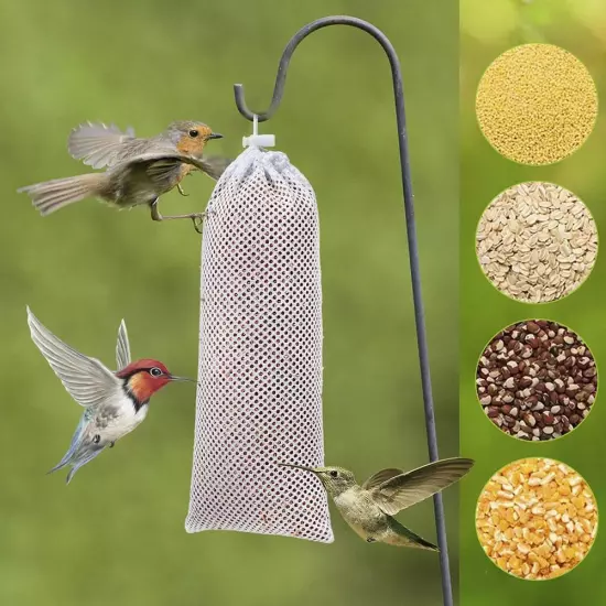 Thistle Seed Finch Feeder Bag Durable Hanging Mesh Sock with Drawstring Z9U5