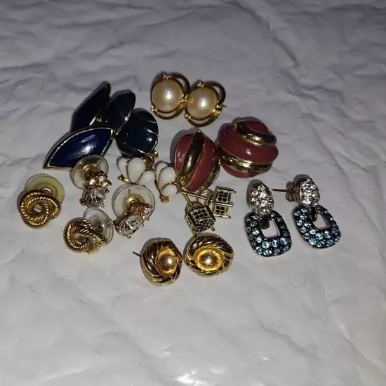 Fashion Earrings for Women 10 pairs, most gold tone other colors, all have backs