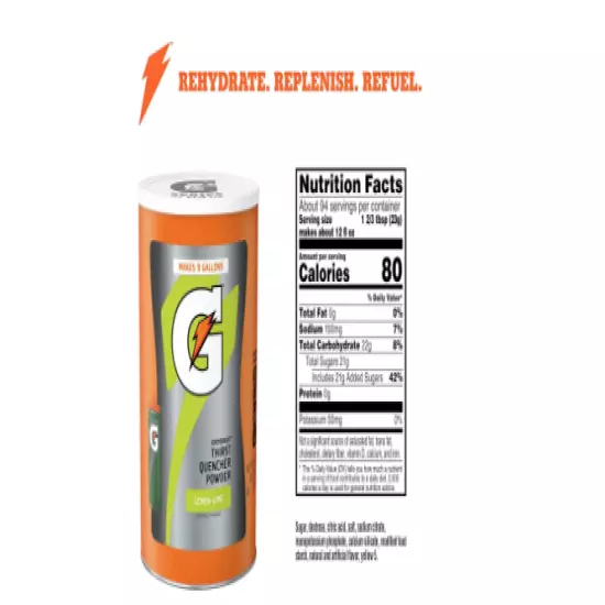 Gatorade Powder Lemon Lime (76.5oz) Free Shipping-USA