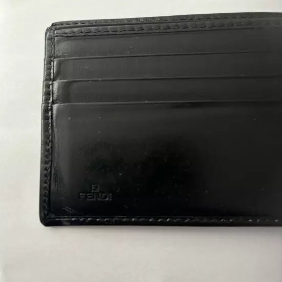 Authentic Fendi Black Leather Bi-Fold Wallet