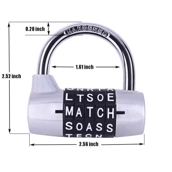 Combination Padlock - 5 dials, Locker Locks Set Your own Word Combination Pad...