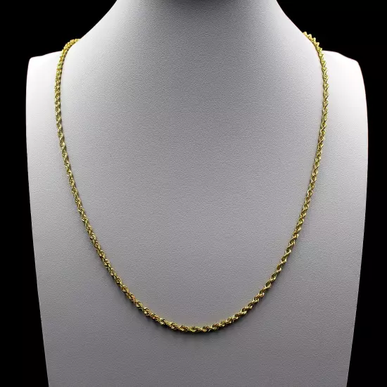 Real 10K Yellow Gold 2mm-6mm Diamond Cut Rope Chain Bracelet Necklace 16"- 30"