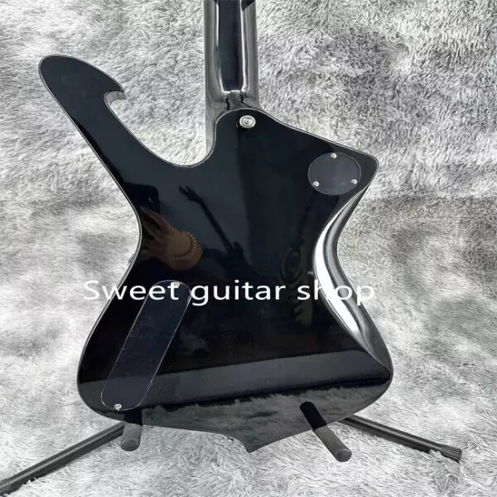 Custom Iceman Black Electric Guitar Chrome Part Black Fretboard 2H Open Pickups