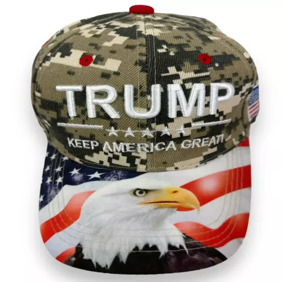 Donald Trump 45 Hat Keep America Great Bald Eagle US Flag Military Digital Camo