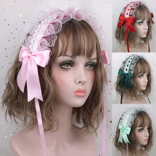 Lolita Lace Hair Hoop Women Girl Cosplay Headband Women Bowknot Hair Accessory