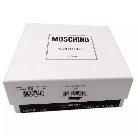 Moschino Gold Logo White Leather Belt Size 58