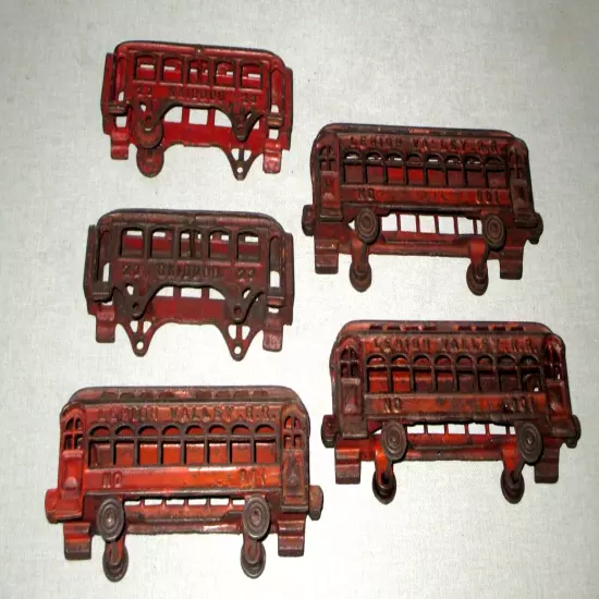 ANTIQUE FLOOR CAST IRON TOY TRAIN-SHIMER-SKIDOO-LEHIGH VALLEY R.R.-5 PIECE SET