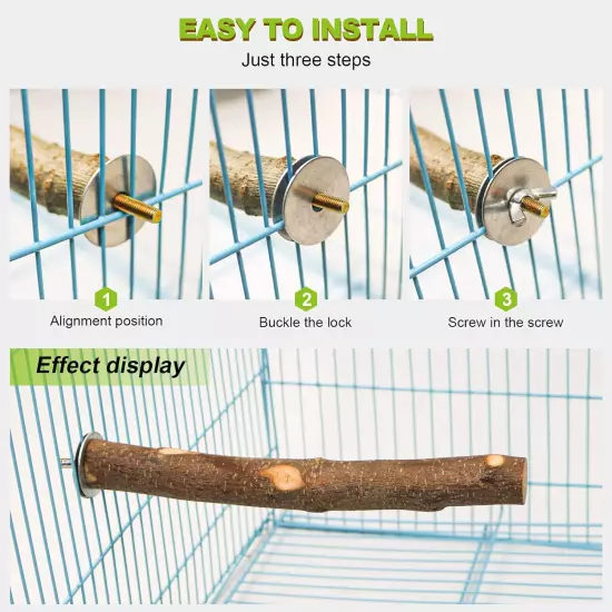 4 Pack Natural Wood Bird Perch for Bird Cages,Parrot Stand Perch Platform Exerci