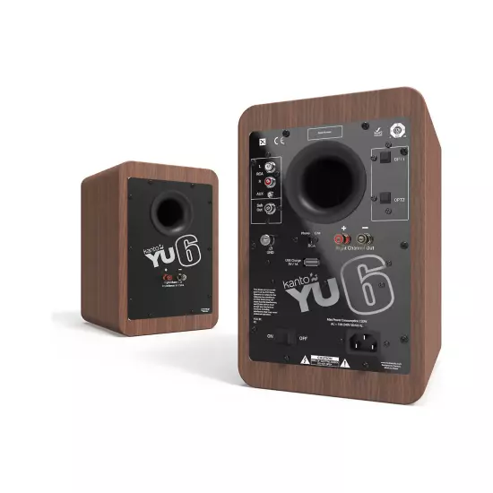 Kanto YU6 Powered Stereo Speakers with Bluetooth and Phono Preamp (Walnut)