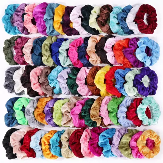 75 Hair Scrunchies Velvet Ponytail Holder Elastic Ties Rope Band for Women Girls