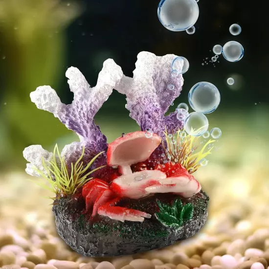 Cute Coral Cave Aquarium Decorations with Crab Air Bubbler Decorations Crafts 