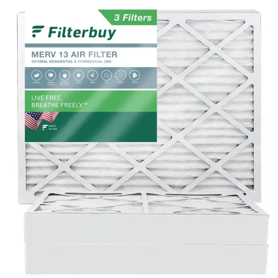 Filterbuy 20x25x4 Pleated Air Filters, Replacement for HVAC AC Furnace (MERV 13)