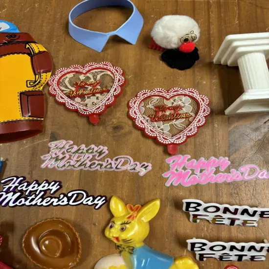 Lot Of Vintage Cake Decorations Cake Toppers - Wedding, Clown, Christmas, Candle