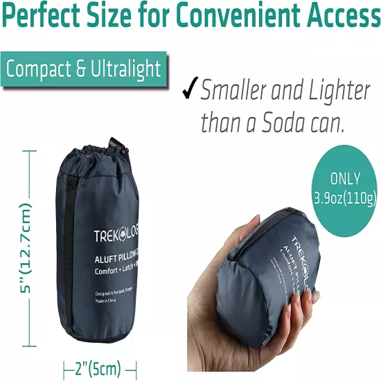 TREKOLOGY Ultralight Inflatable Camping Travel Pillow - ALUFT 2.0 Compressible, 