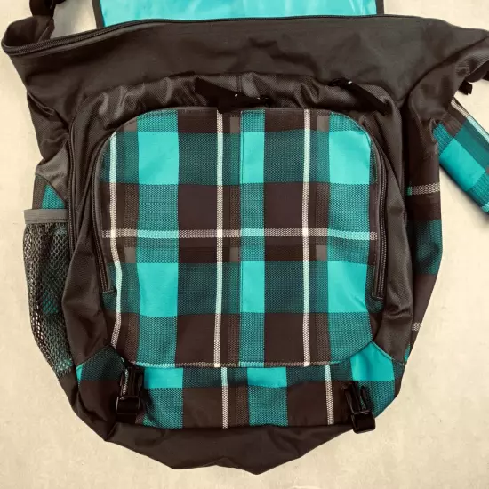 JANSPORT Blue Plaid Laptop Messenger Bag Shoulder Strap School