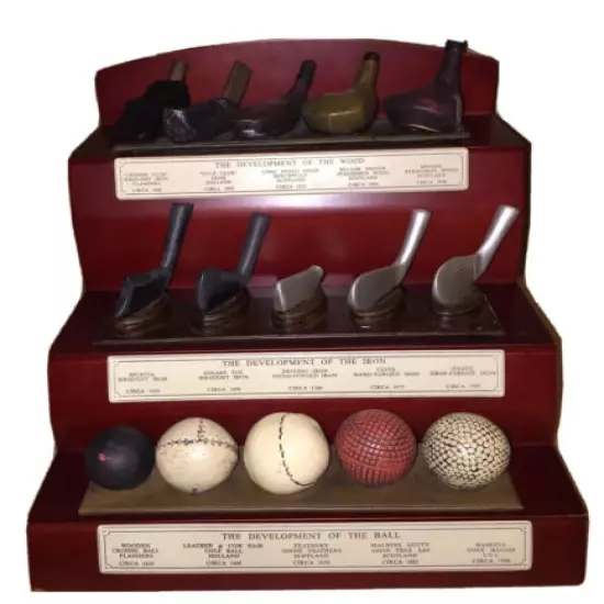 History of the Golf Clubs/Balls Wood 2 Photo DisplayDesk Set-Very Detailed Resin