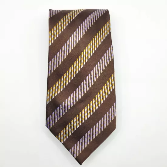 Brown Diagonal Stripe Silk MATTARAZI uomo Handmade Classic Necktie with Tags