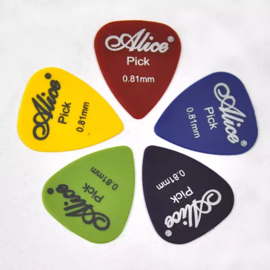 Lots of 100pcs Alice AP-F Matte Nylon Guitar Picks Multi Thickness Mixed Colors