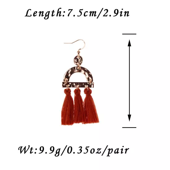 Fashion Women Bohemian Earrings Long Tassel Fringe Drop Dangle Ear Stud Jewelry