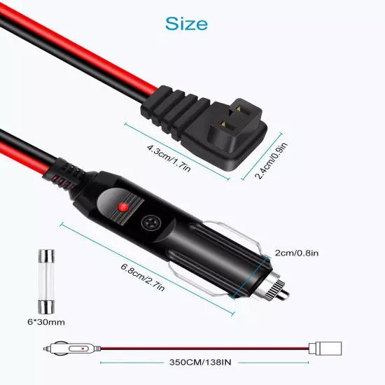 Car Refrigerator Power Cord DC 12V/24V Heavy Duty Car Cigarette Lighter for F