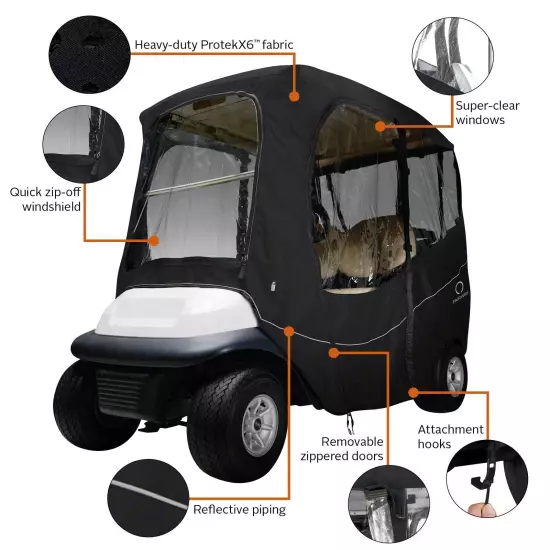 Club Car Precedent Tempo Golf Cart Deluxe Travel Enclosure Short Roof Black