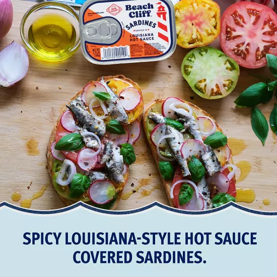 Beach Cliff Wild Caught Sardines in Louisiana Hot Sauce, 3.75 Oz Can (Pack of 12