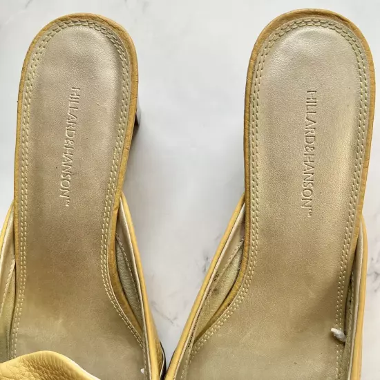 Vintage Hillard & Hanson 80s leather mustered yellow mules Women’s Size 8.5