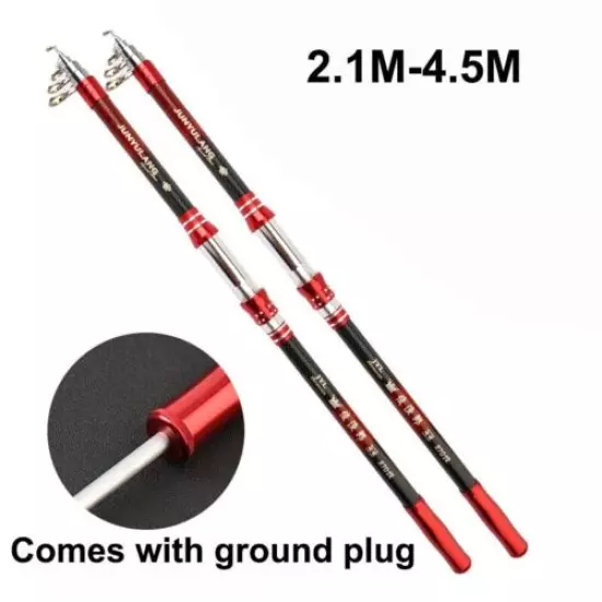 Portable Fishing Rod Pole Rock Sea Telescopic Carbon Fiber Super Hard Fast NEW S