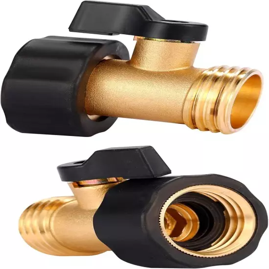 Water Hose Shut Off Valve, 2 Pack Heavy Duty Brass and Rubber Grip(2 Pack) 