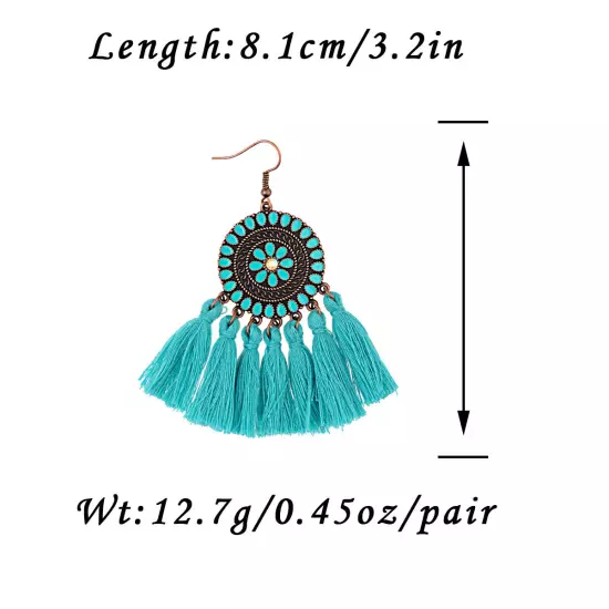 Fashion Women Bohemian Earrings Long Tassel Fringe Drop Dangle Ear Stud Jewelry