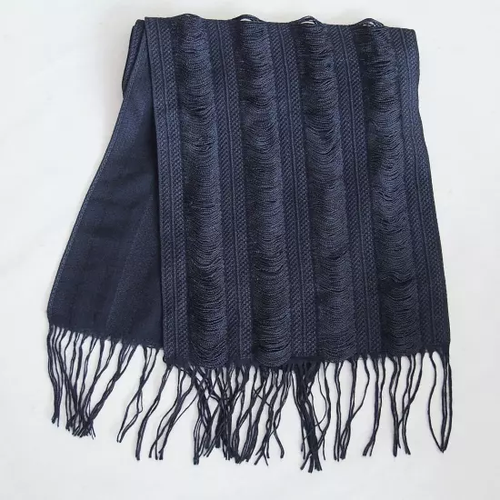 Burberry Ruched Wool Silk Scarf Storm Blue