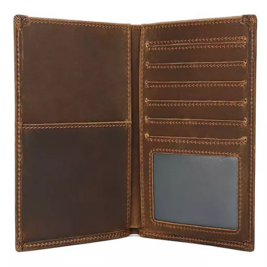 passport holder wallet purse cow Leather card pouch Bifold Ticket bag brown H769