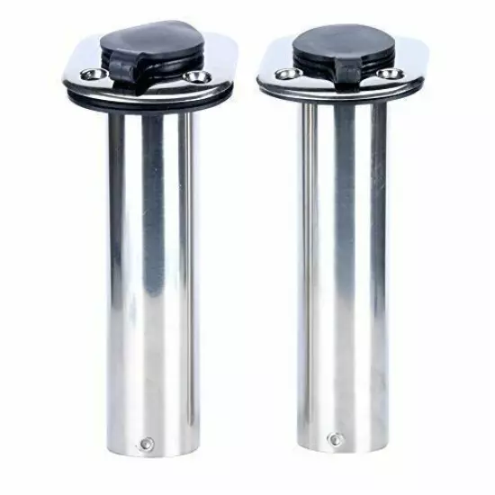 Amarine Made 2 Pack 90 Degree Stainless Steel Rod Holder with Rubber Cap, Liner