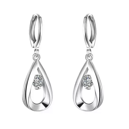 925 Silver Hoop Earrings Wedding Gifts Fashion Cubic Zircon Women Jewelry A Pair