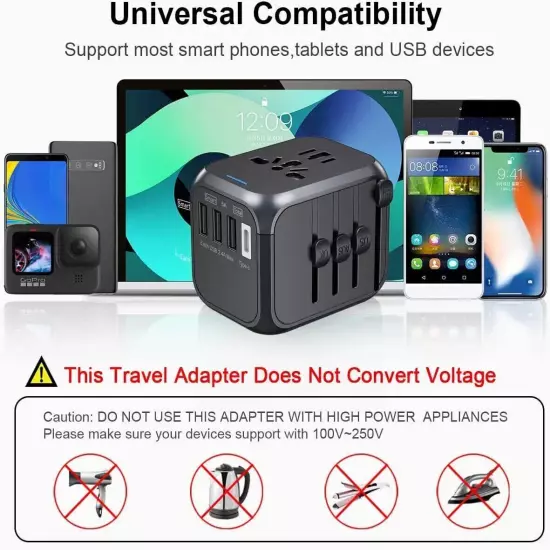 International Universal Travel Adapter 3 USB Type-C Converter Power Plug Charger