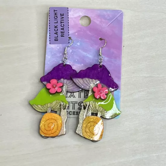 Mushroom Earrings - Blacklight Neon Colorful Festival Rave Handmade