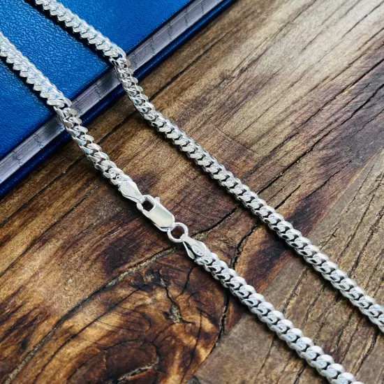 Real Solid 925 Sterling Silver Miami Cuban Mens Boys Chain Bracelet or Necklace