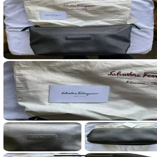 New Auth Salvatore Ferragamo Insignia Zip Travel Kit Toiletry Dopp Kit Men $525