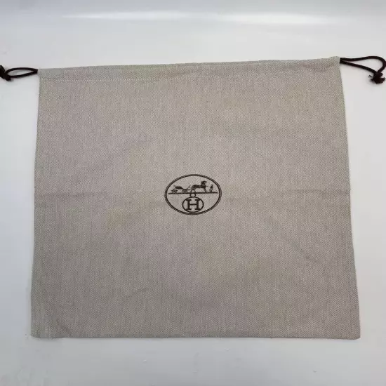 Hermes Dust Bag Gray Beige - Women String Logo Auth France